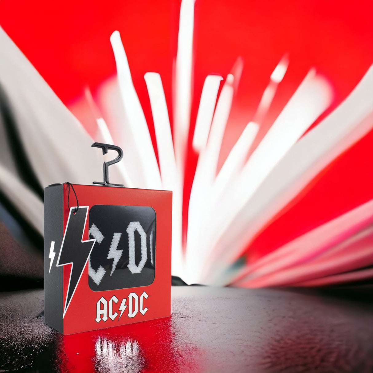 Socken AC/DC Fanartikel Blitz Strümpfe schwarz mit Geschenkbox in 40-46 im Paar