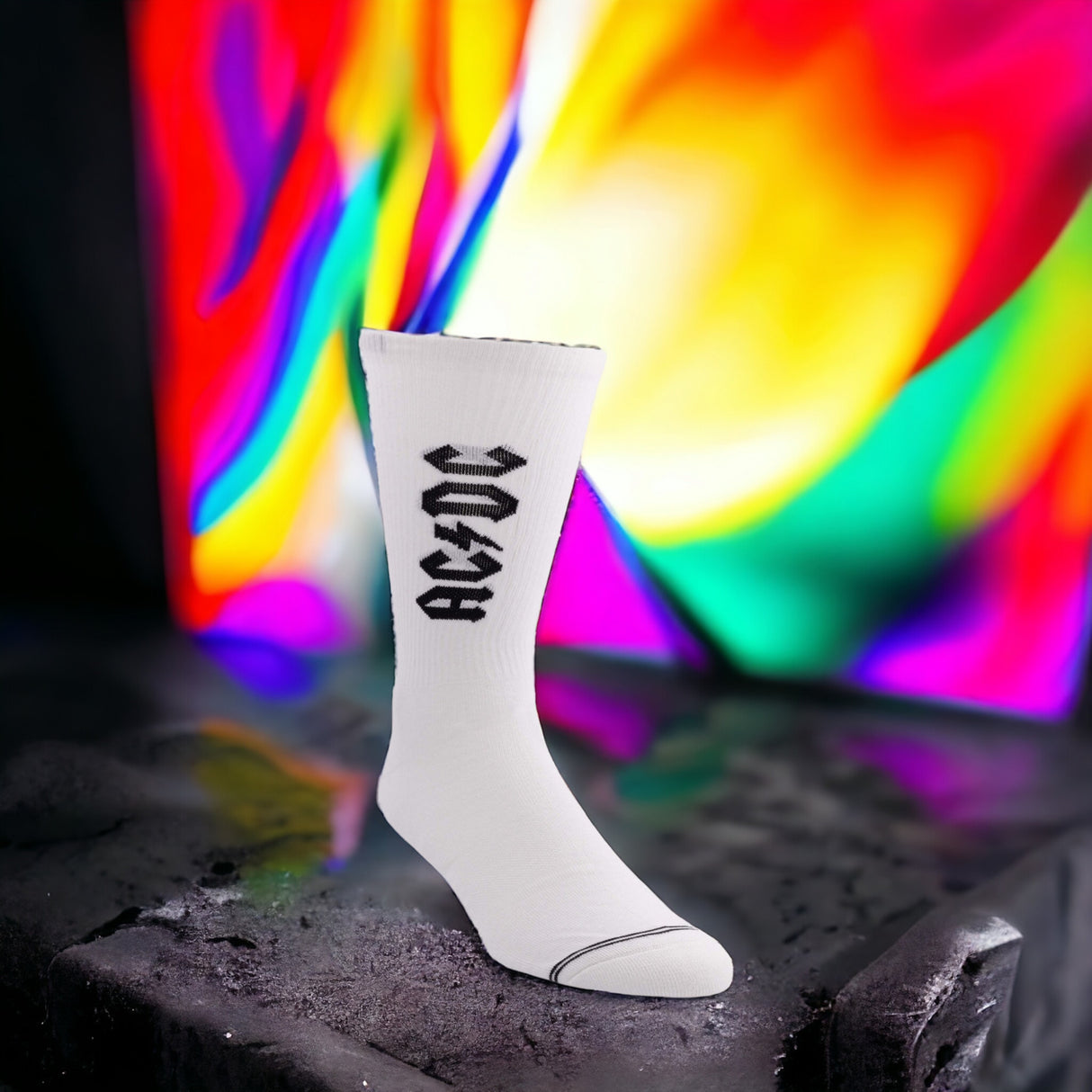 Socken AC/DC Lightning Strikes Fanartikel Strümpfe in weiß in 43-47 im Paar