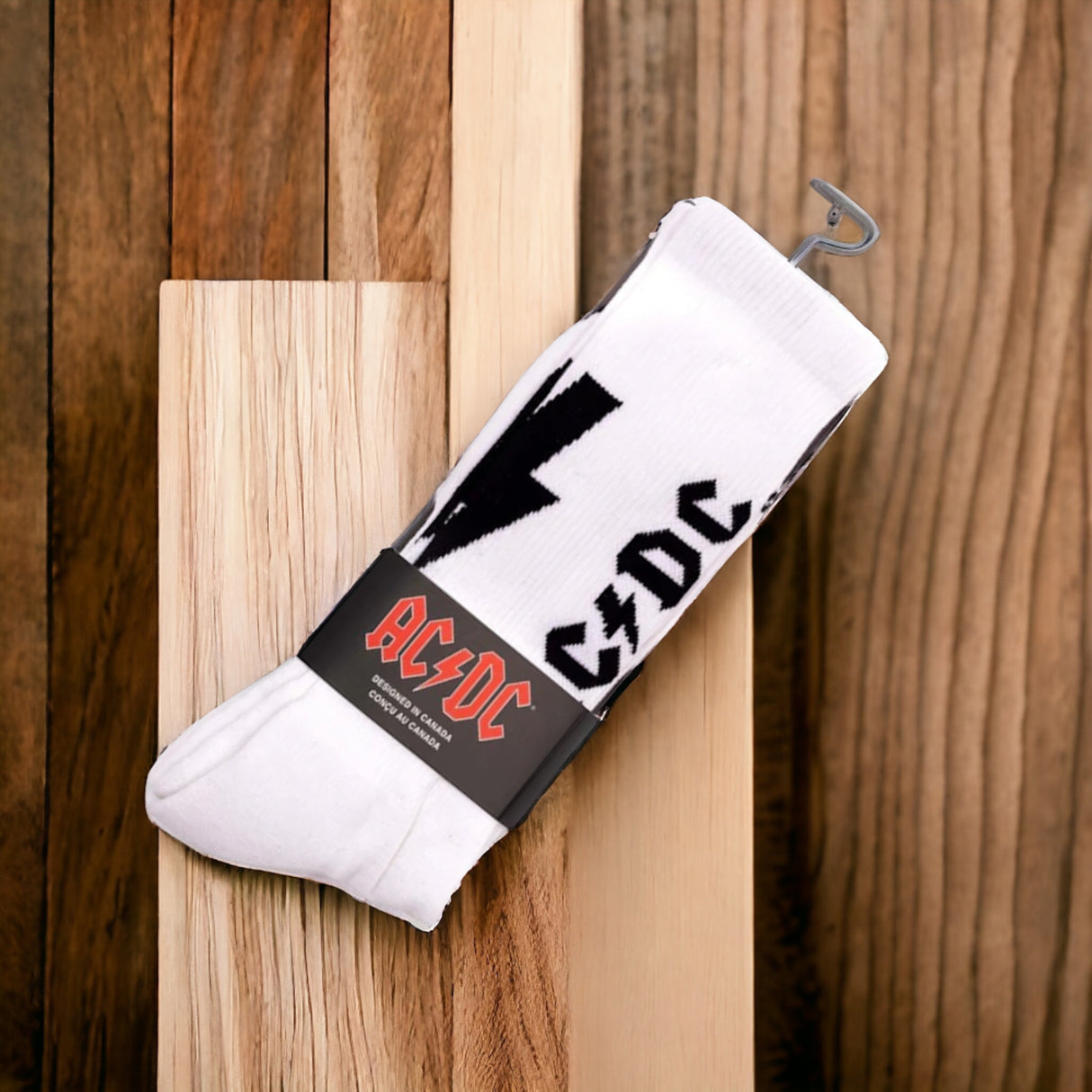 Socken AC/DC Lightning Strikes Fanartikel Strümpfe in weiß in 43-47 im Paar