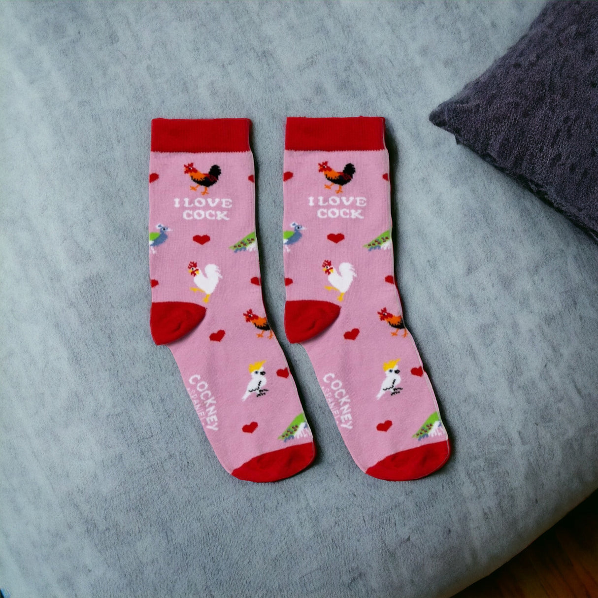 I love cock Socken Funsocken Damen Hähne Strümpfe in 37-42 im Paar