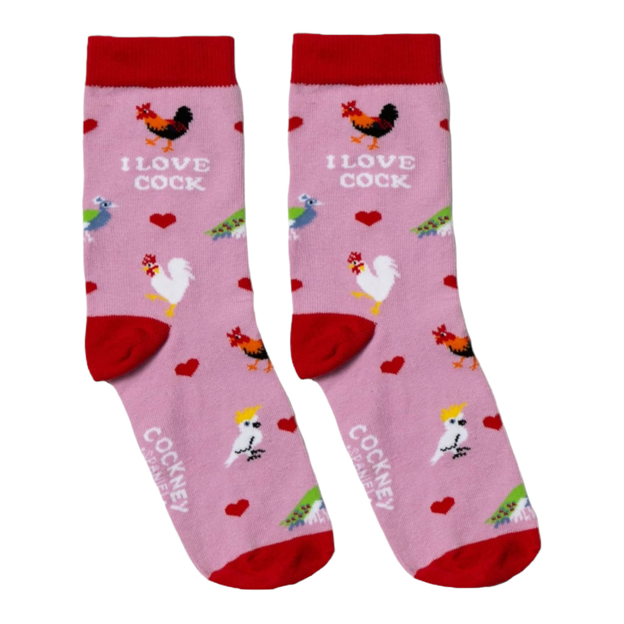 I love cock Socken Funsocken Damen Hähne Strümpfe in 37-42 im Paar
