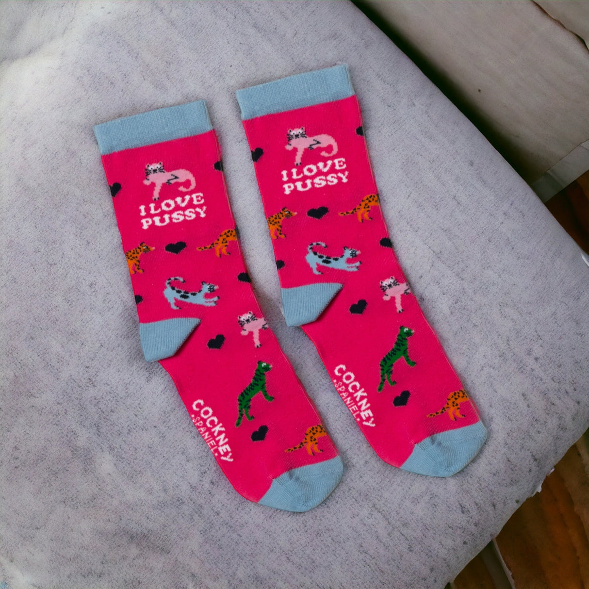 I love pussy Socken Funsocken Damen Katzen Strümpfe in 37-42 im Paar