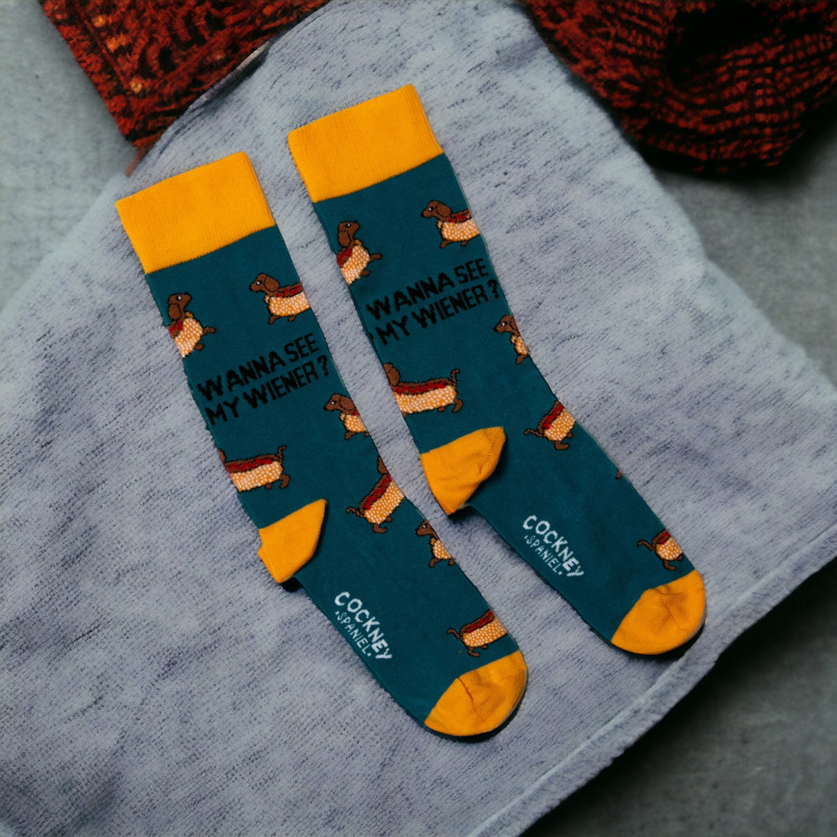 Dackel Socken Lustige Männersocken Hotdog Strümpfe in 39-46 im Paar