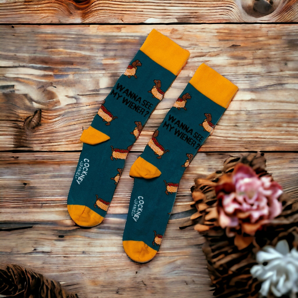 Dackel Socken Lustige Männersocken Hotdog Strümpfe in 39-46 im Paar