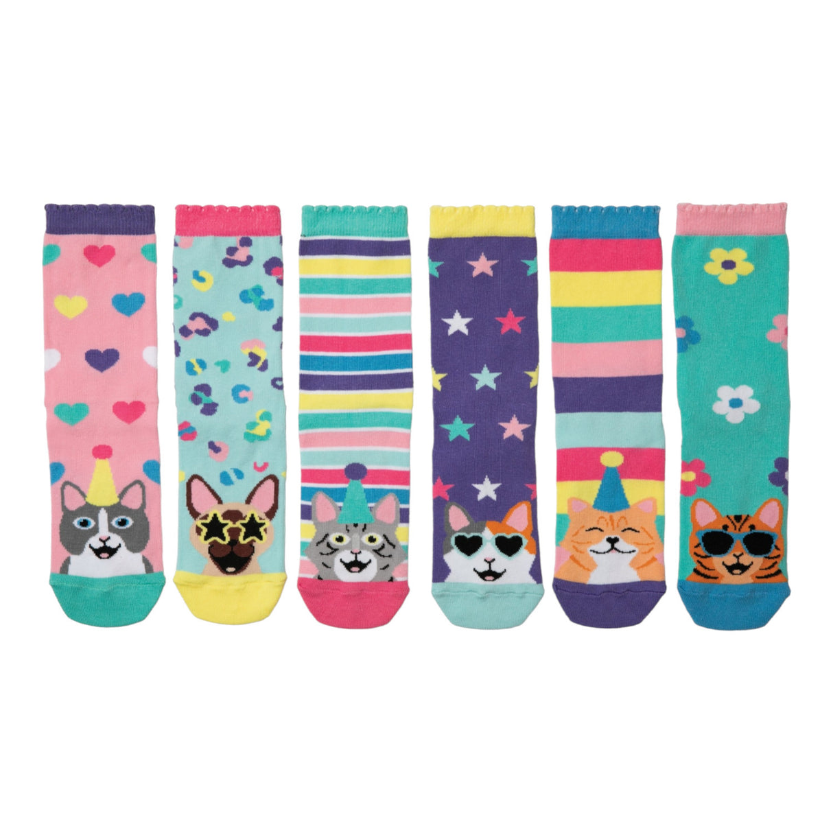 Kitten Heels Oddsocks Socken Geschenke für Frauen Katzen Strümpfe in 30-38 im 6er-Set
