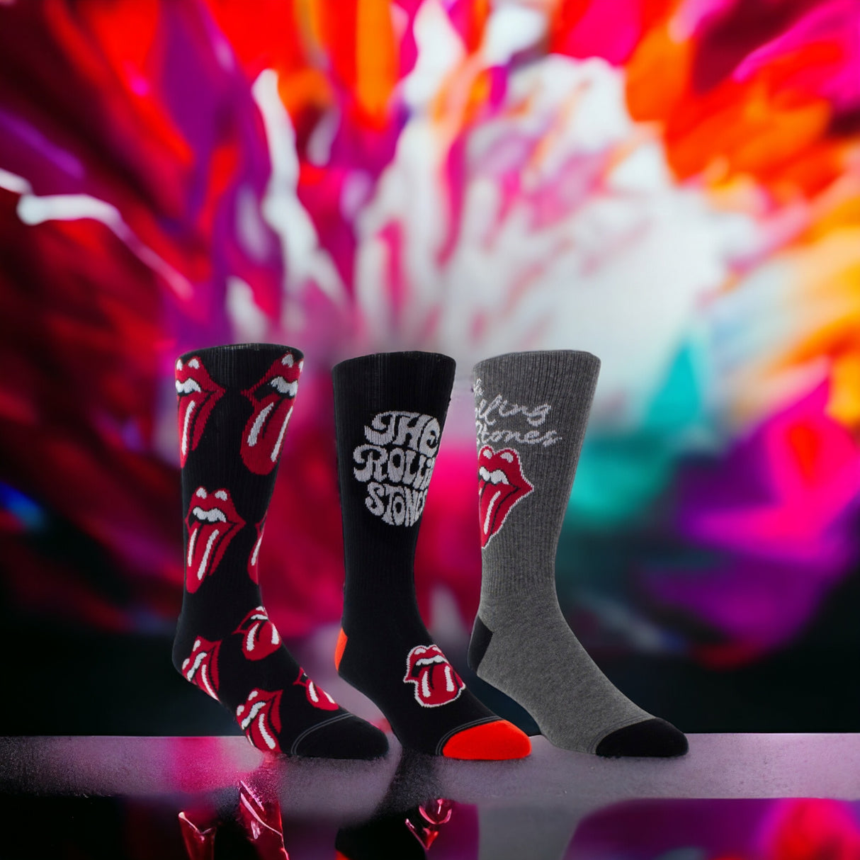 Socken The Rolling Stones Fanartikel Classic Tongues in 40-46 (3 Paare)