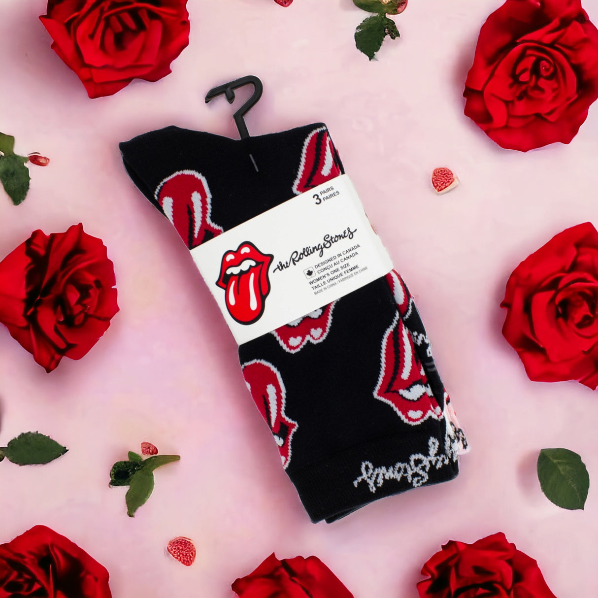 Socken The Rolling Stones Fanartikel Classic Tongues Strümpfe in 37-41 (3 Paare)