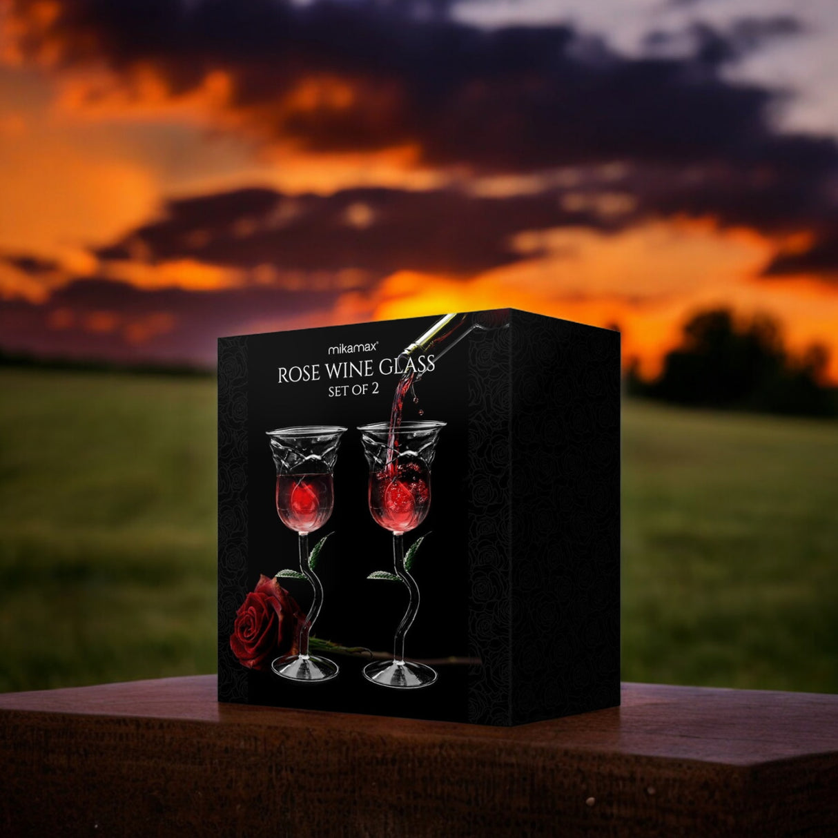 Rose Weinglas romantisches Valentinstag Geschenk für Weintrinker im 2er-Set