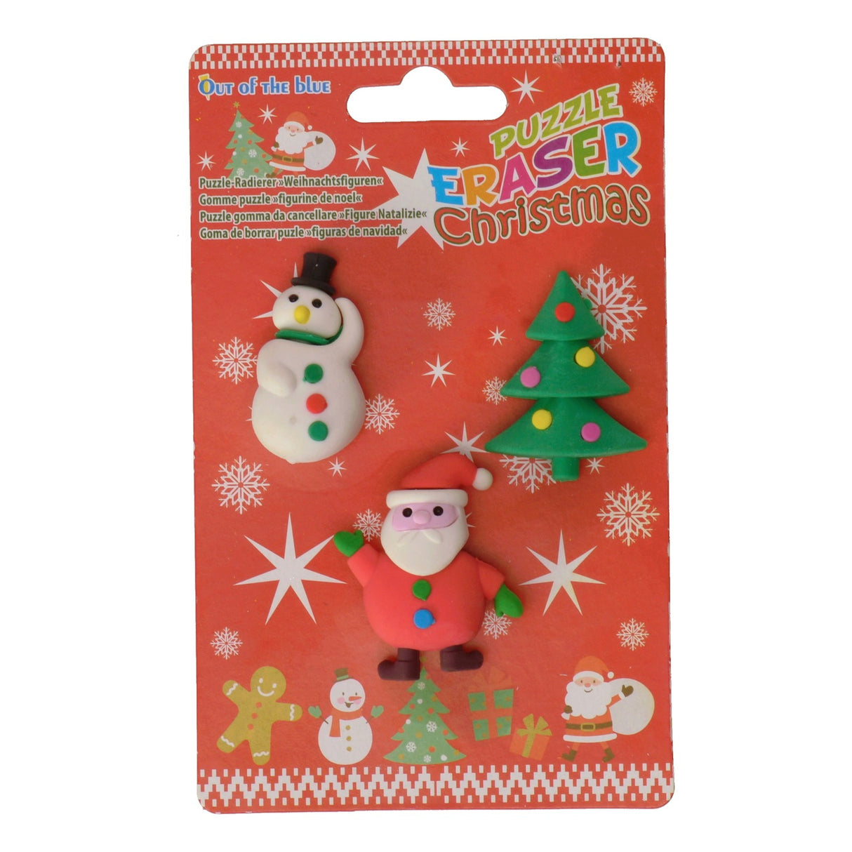 Weihnachtsfiguren Radiergummis mit mehreren Puzzleteilen im 3er Set