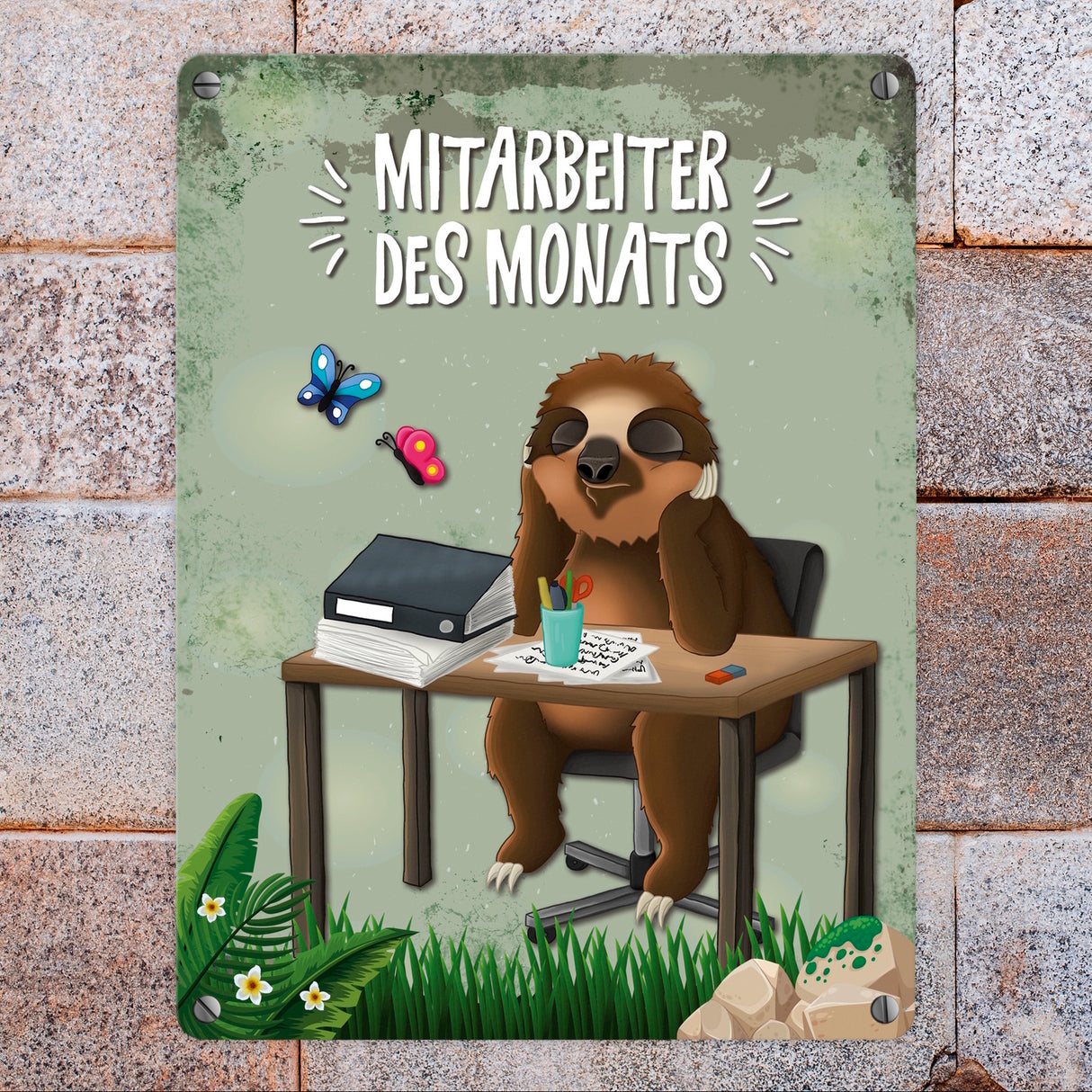 Mitarbeiter des Monats Faultier Metallschild