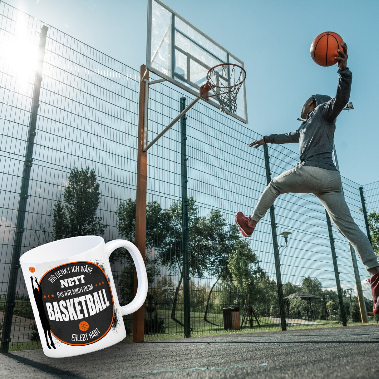Ihr denkt ich wäre nett, bis ihr mich beim Basketball erlebt habt Kaffeebecher