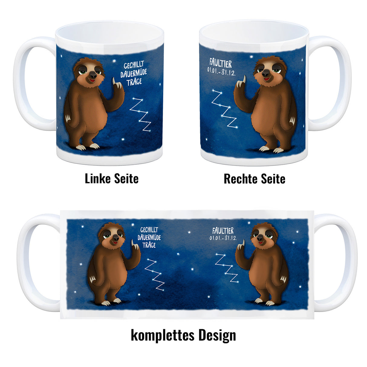 Sternzeichen Faultier Kaffeebecher