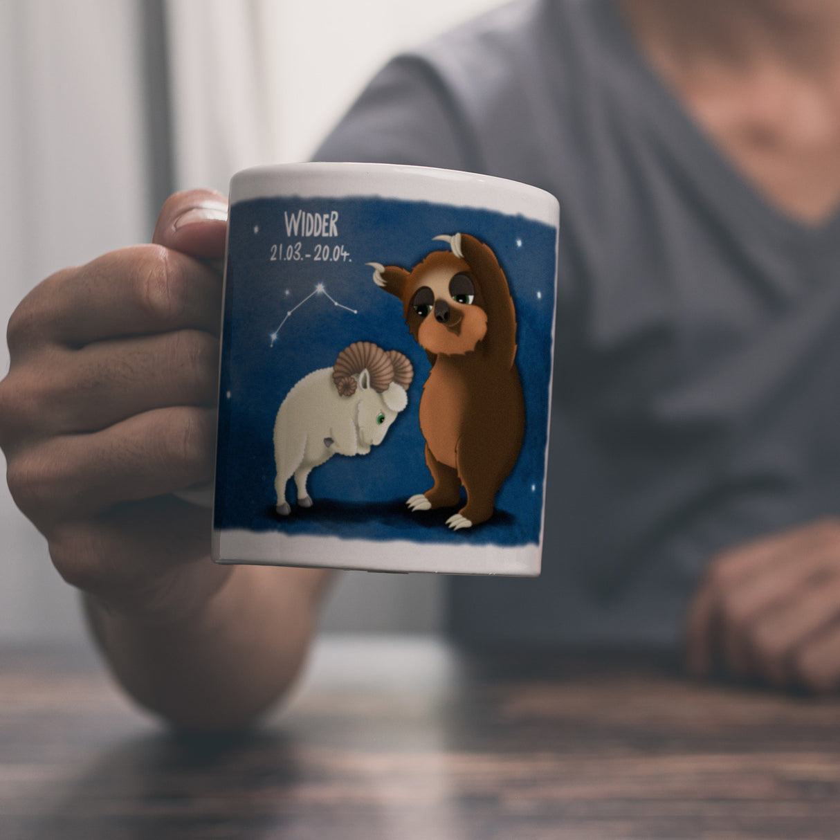 Faultier Sternzeichen Widder Kaffeebecher