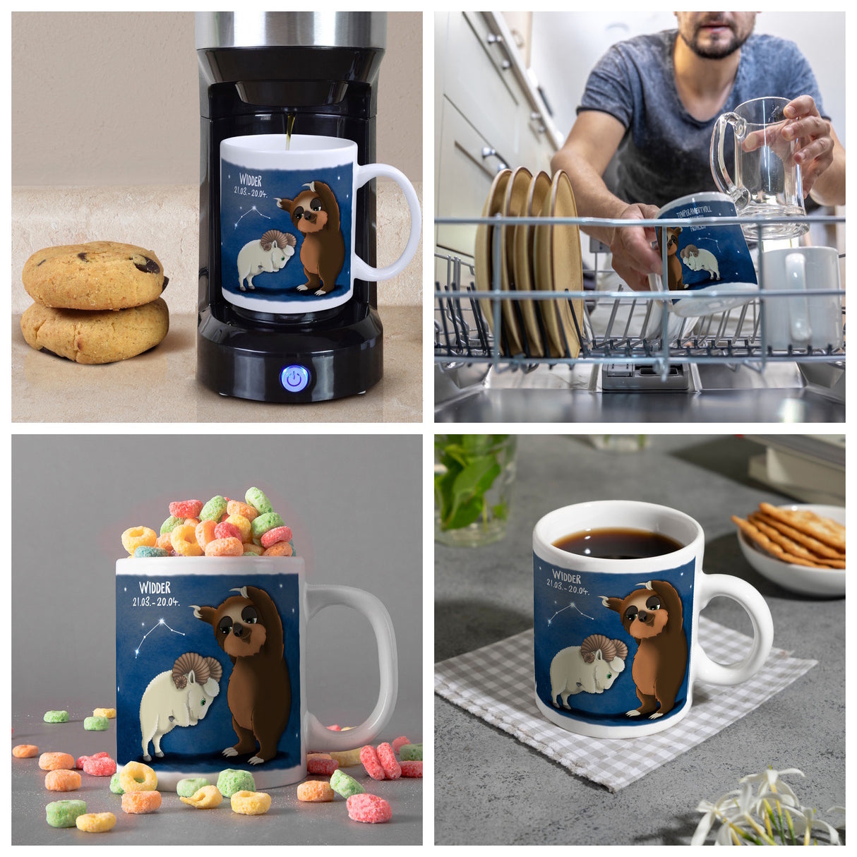 Faultier Sternzeichen Widder Kaffeebecher