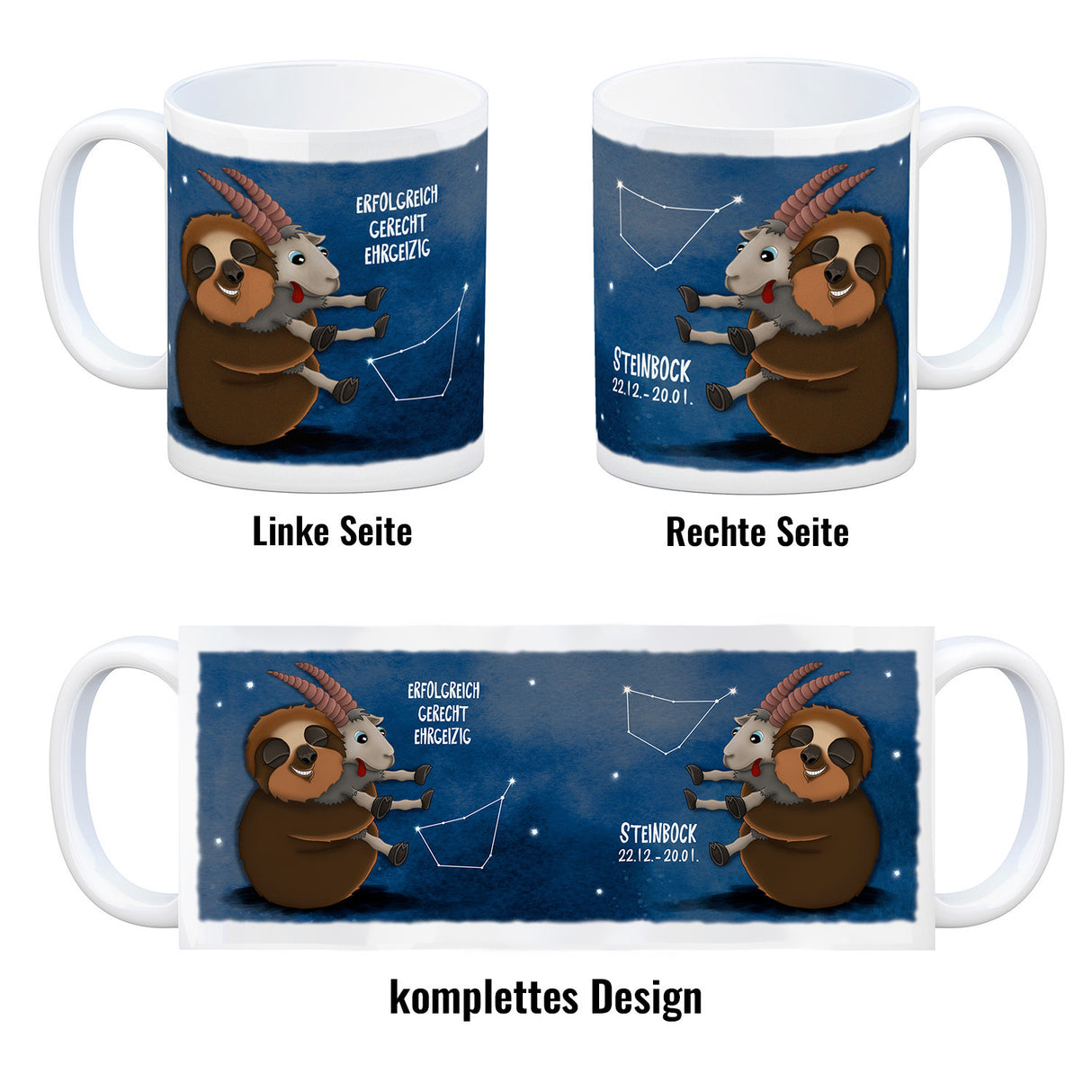 Faultier Sternzeichen Steinbock Kaffeebecher