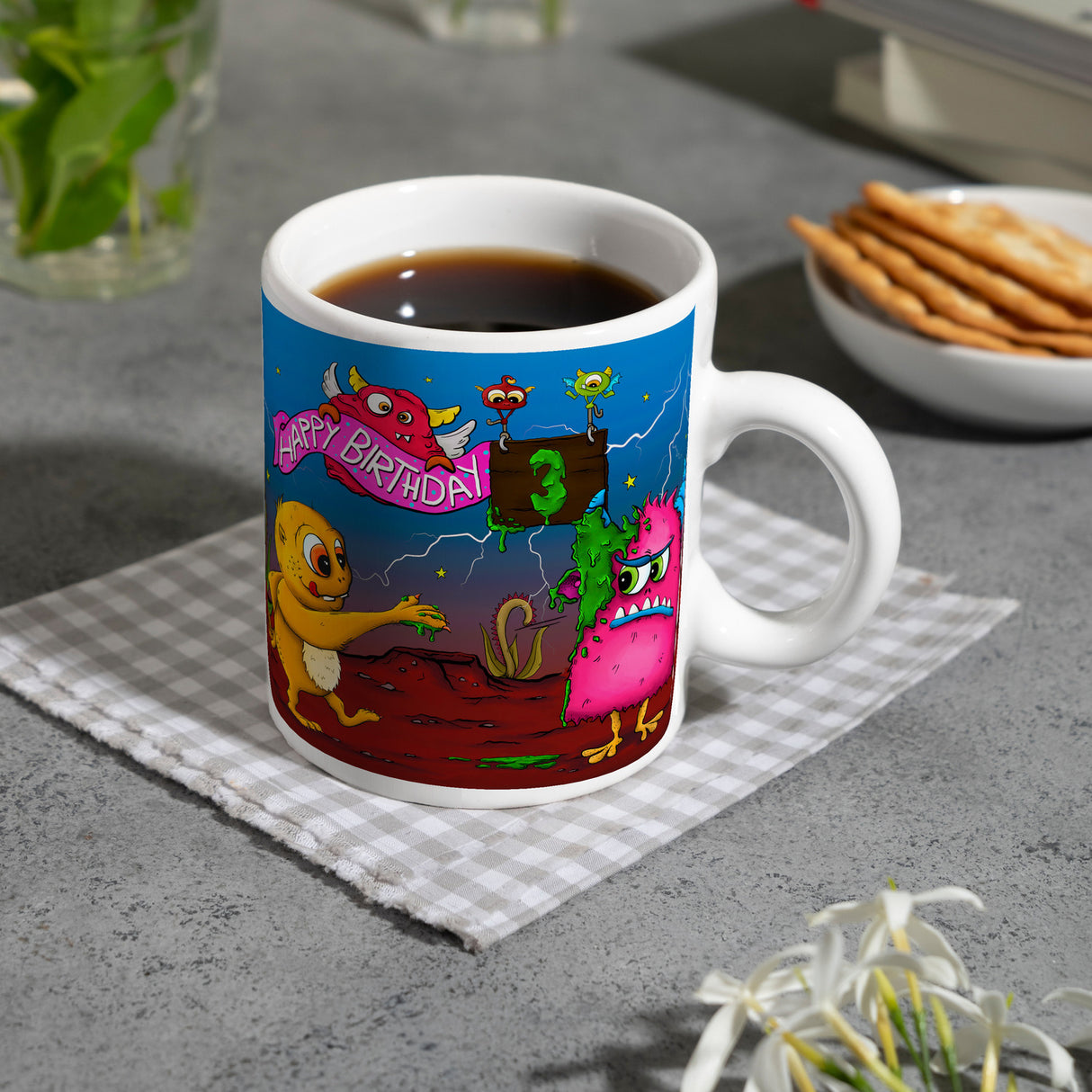 Monster Geburtstagsparty zum 3. Geburtstag Kaffeebecher