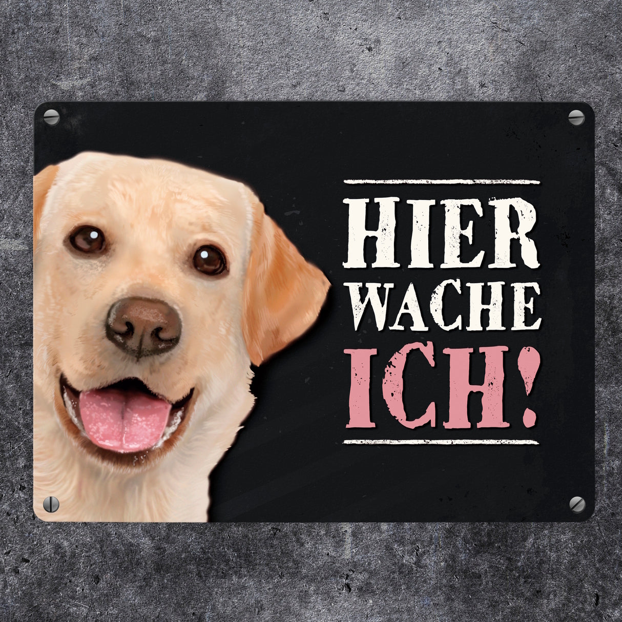 Hier wache ich! Labrador Metallschild