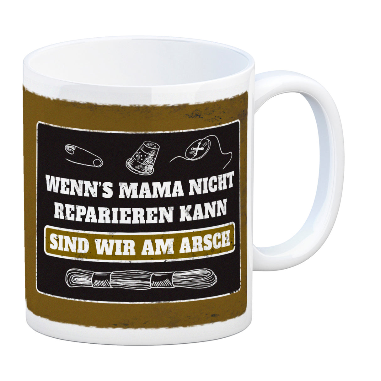Kaffeebecher mit Spruch: Wenn Mama es nicht reparieren ...
