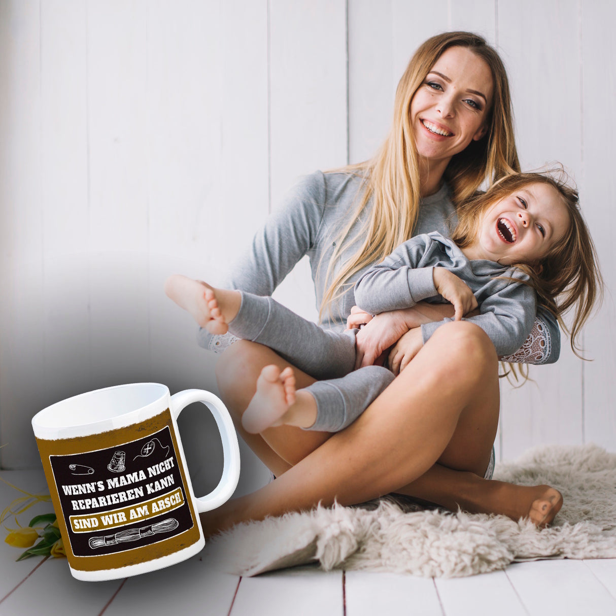 Kaffeebecher mit Spruch: Wenn Mama es nicht reparieren ...