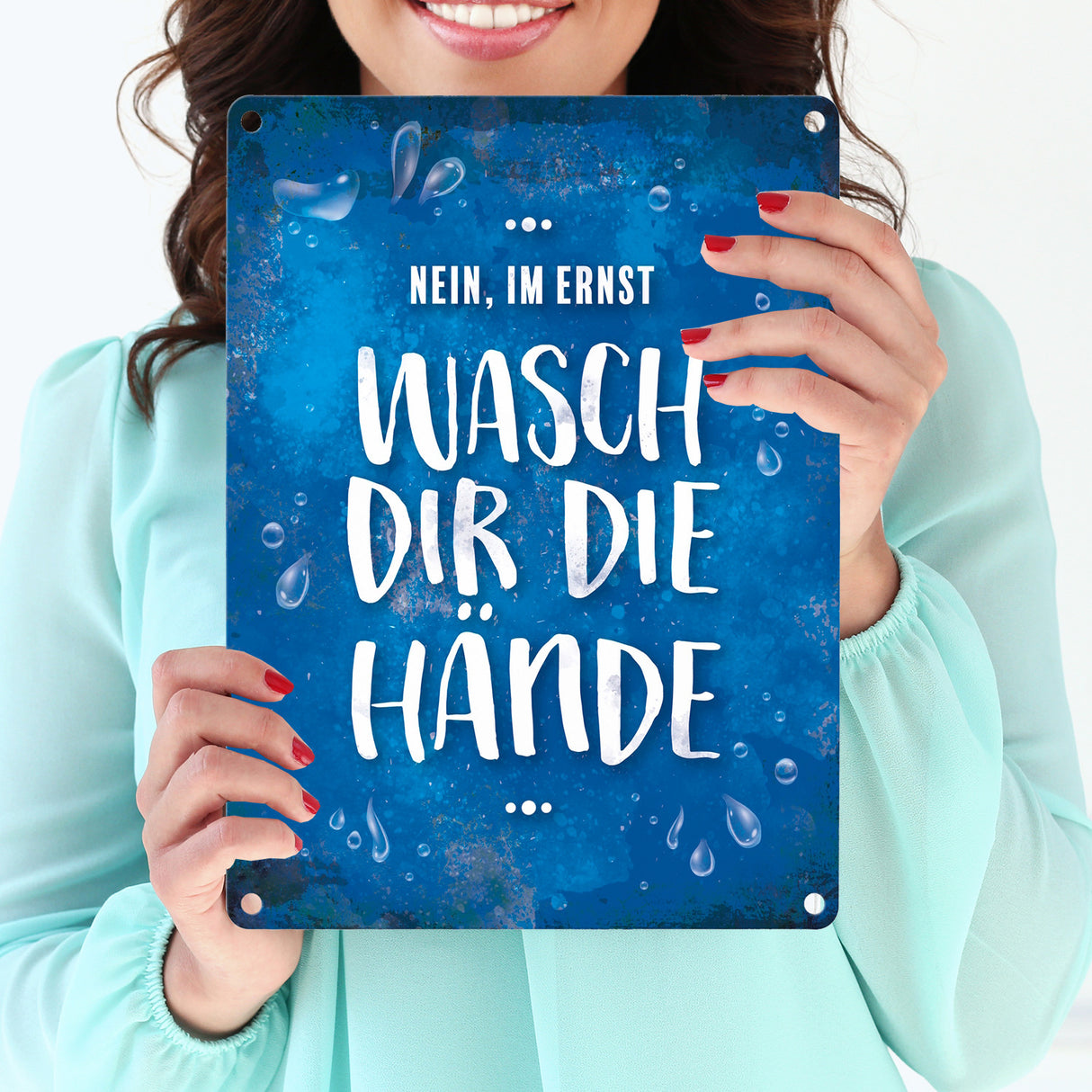 Wasch dir die Hände Metallschild