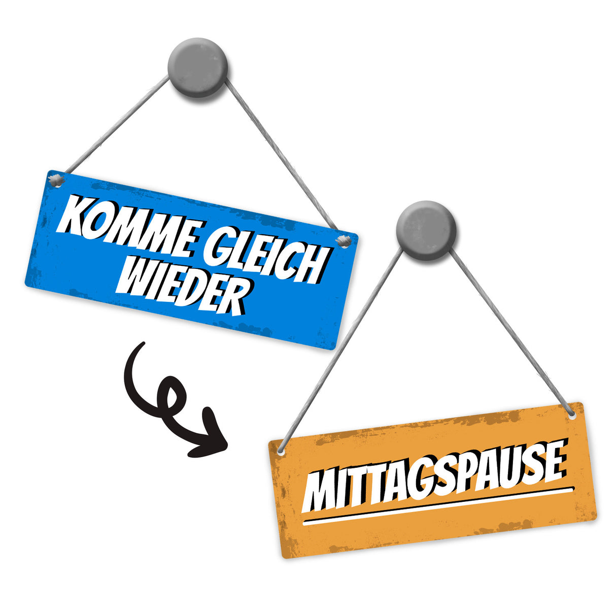 Mittagspause - Komme gleich wieder Wendeschild mit Kordel