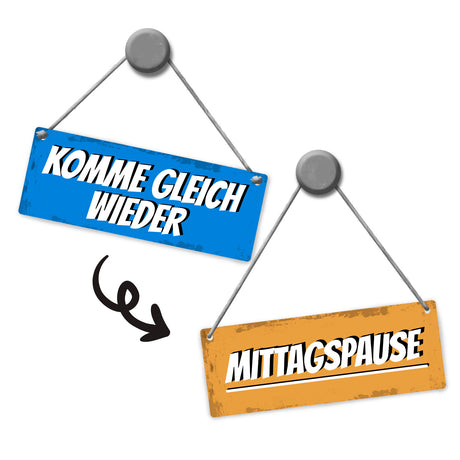 Mittagspause - Komme gleich wieder Wendeschild mit Kordel