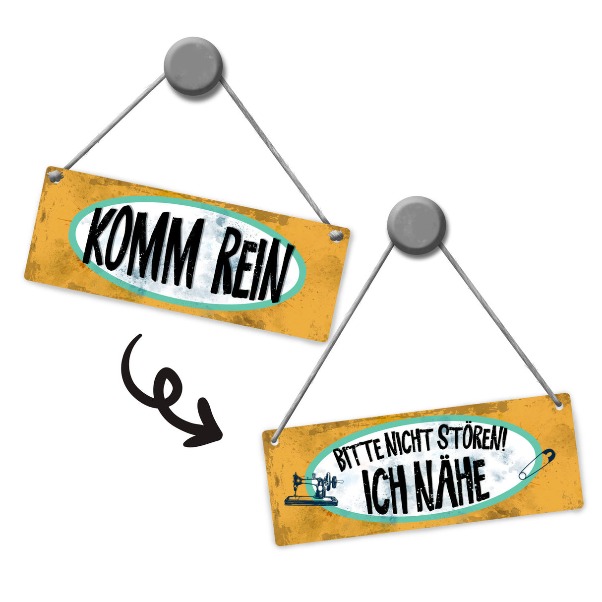 Bitte nicht stören - ich nähe Wendeschild mit Kordel
