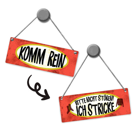 Bitte nicht stören - ich stricke Wendeschild mit Kordel