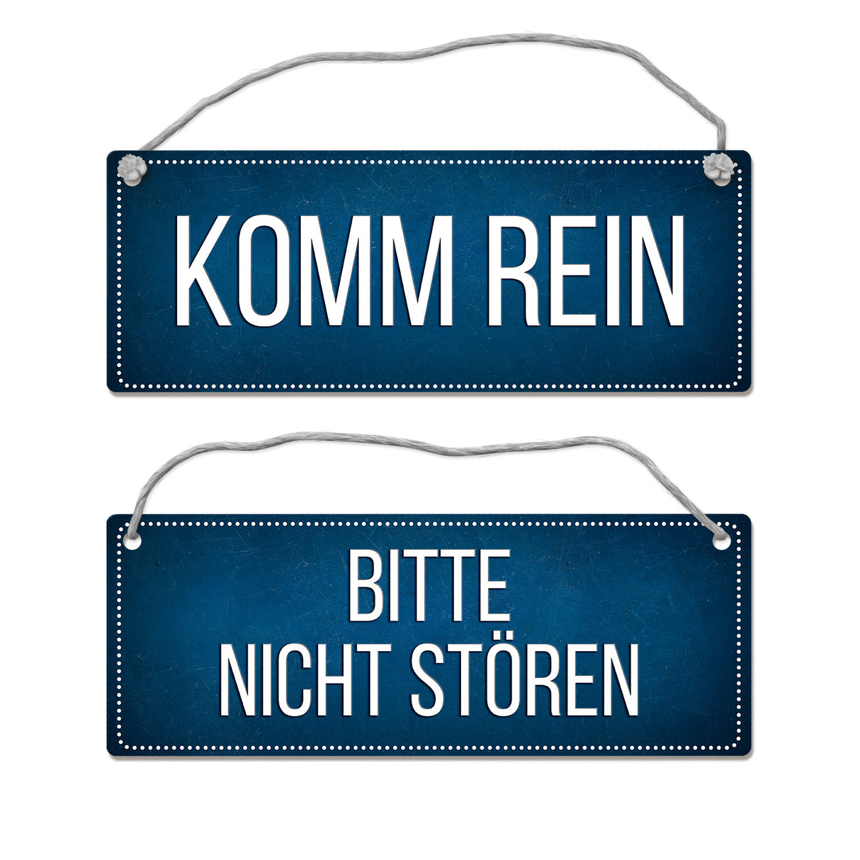 Bitte nicht stören - Komm rein Wendeschild in blau mit Kordel