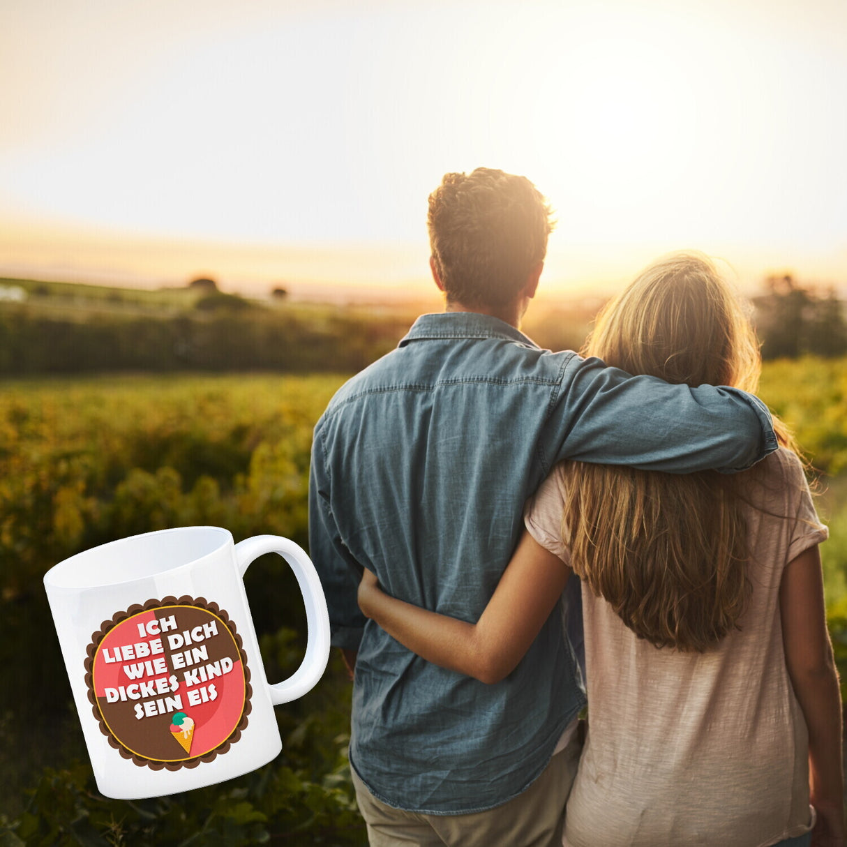Kaffeebecher mit Spruch: Ich liebe dich wie ein dickes ...