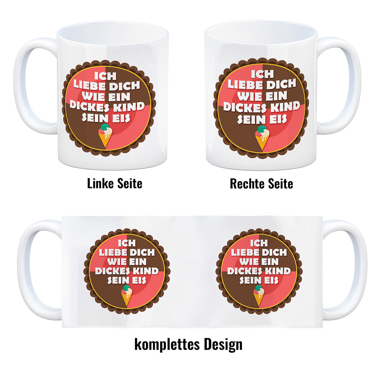 Kaffeebecher mit Spruch: Ich liebe dich wie ein dickes ...