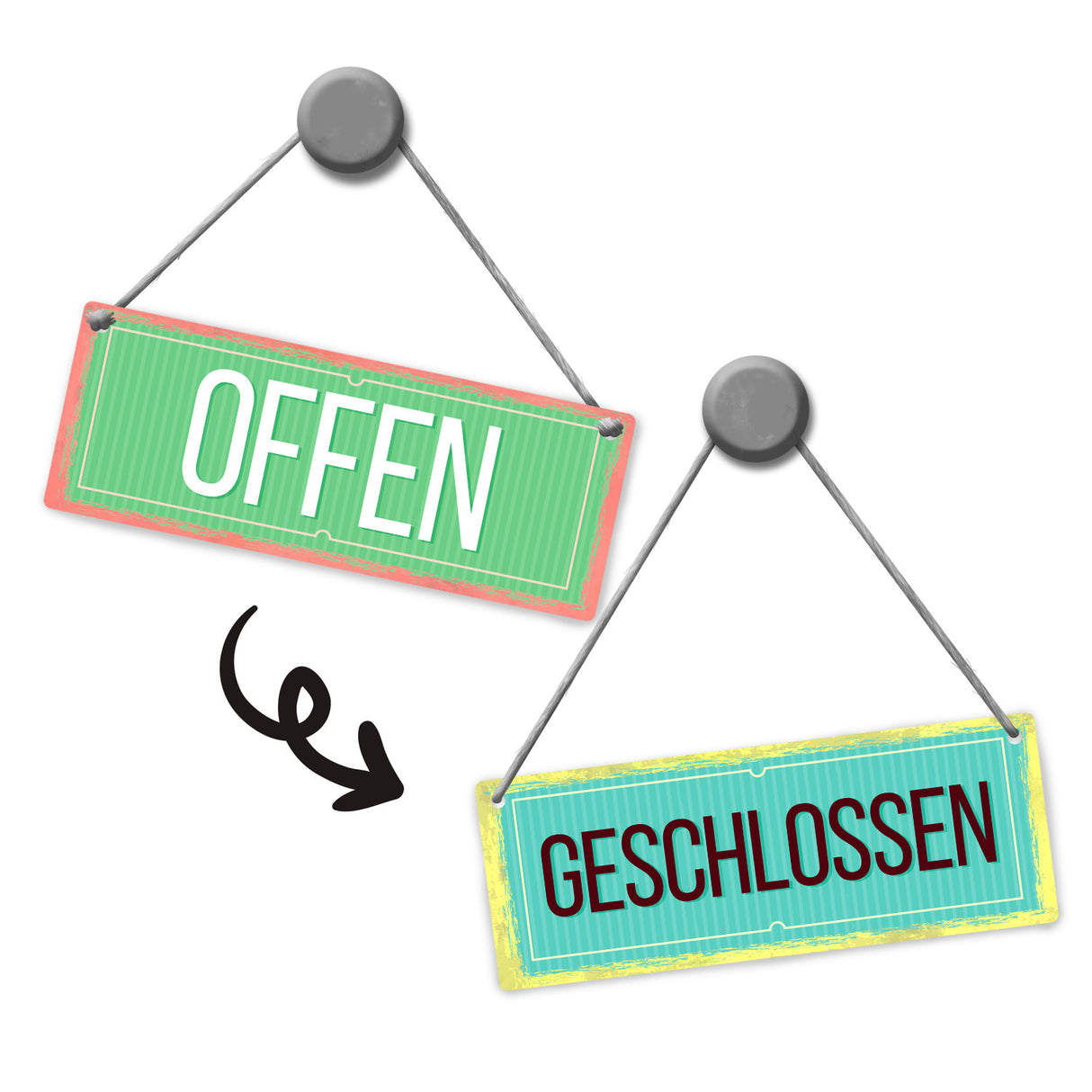 Offen oder Geschlossen Wendeschild mit Kordel