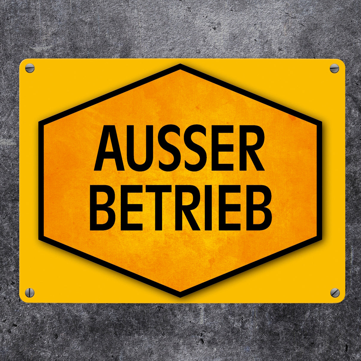 Ausser Betrieb Warn- und Hinweisschild in Gelb und Schwarz