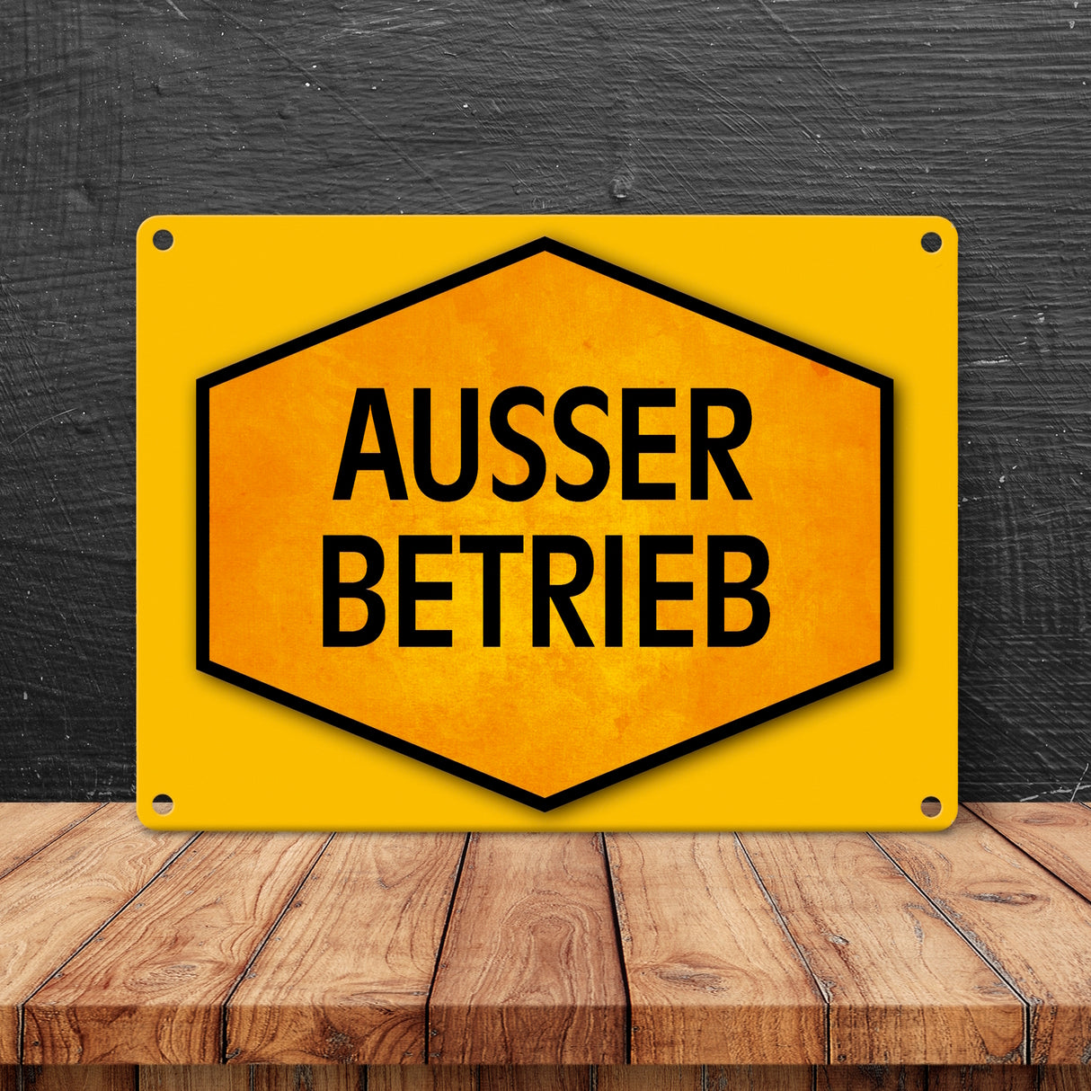 Ausser Betrieb Warn- und Hinweisschild in Gelb und Schwarz