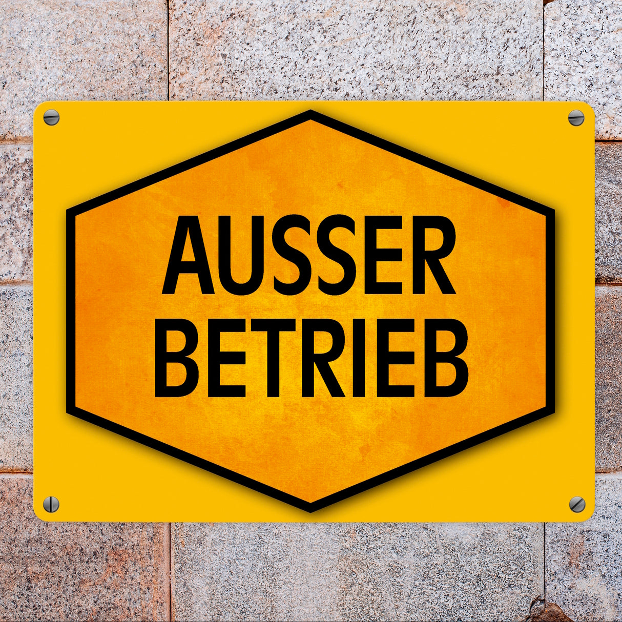 Ausser Betrieb Warn- und Hinweisschild in Gelb und Schwarz