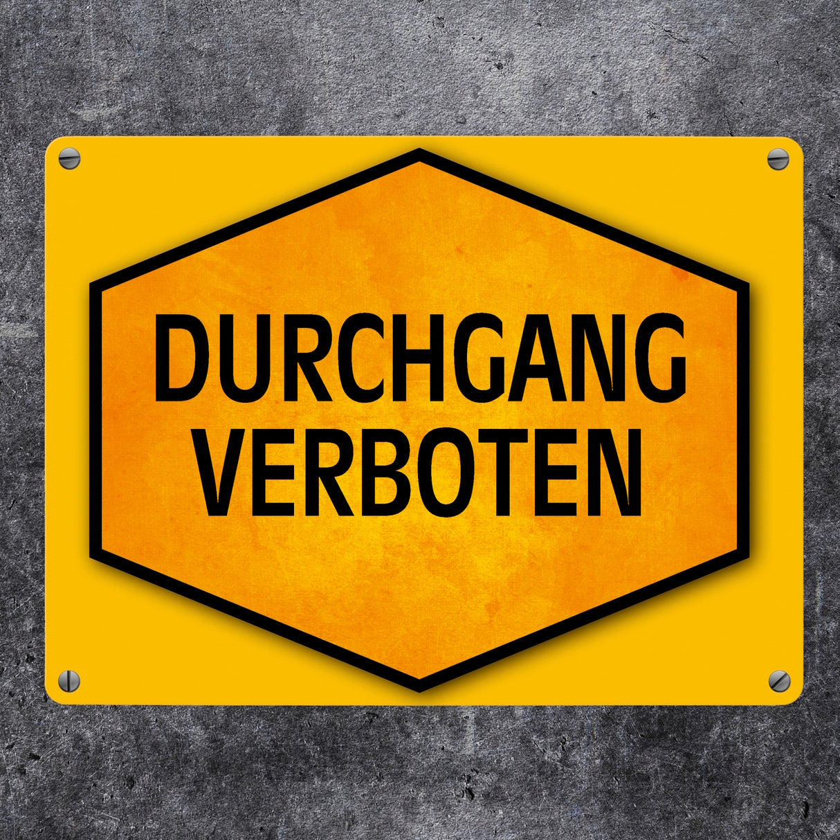 Durchgang verboten Warn- und Hinweisschild in Gelb und Schwarz