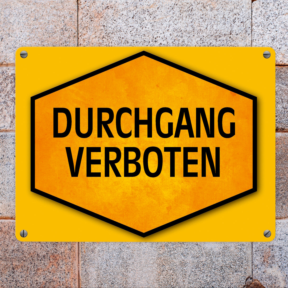 Durchgang verboten Warn- und Hinweisschild in Gelb und Schwarz
