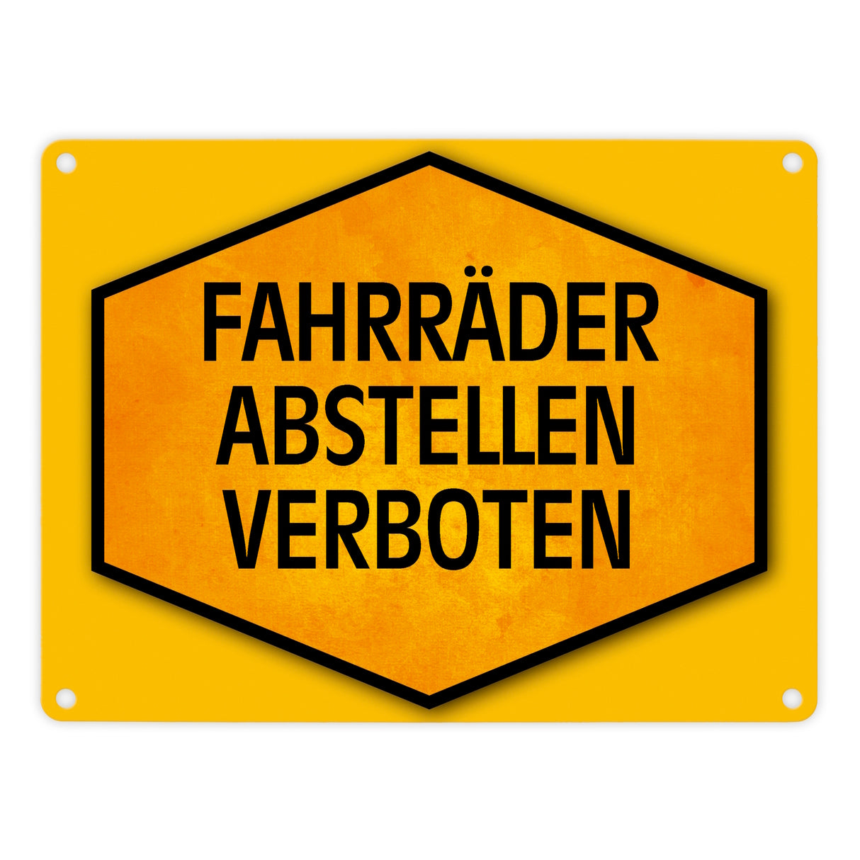 Fahrräder abstellen verboten Warn- und Hinweisschild in Gelb und Schwarz