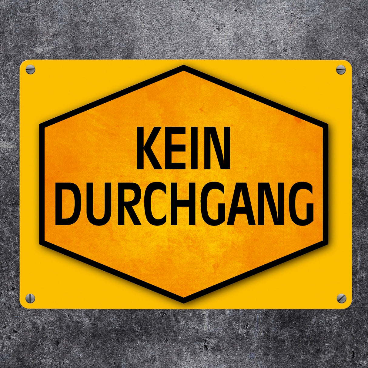 Kein Durchgang Warn- und Hinweisschild in Gelb und Schwarz