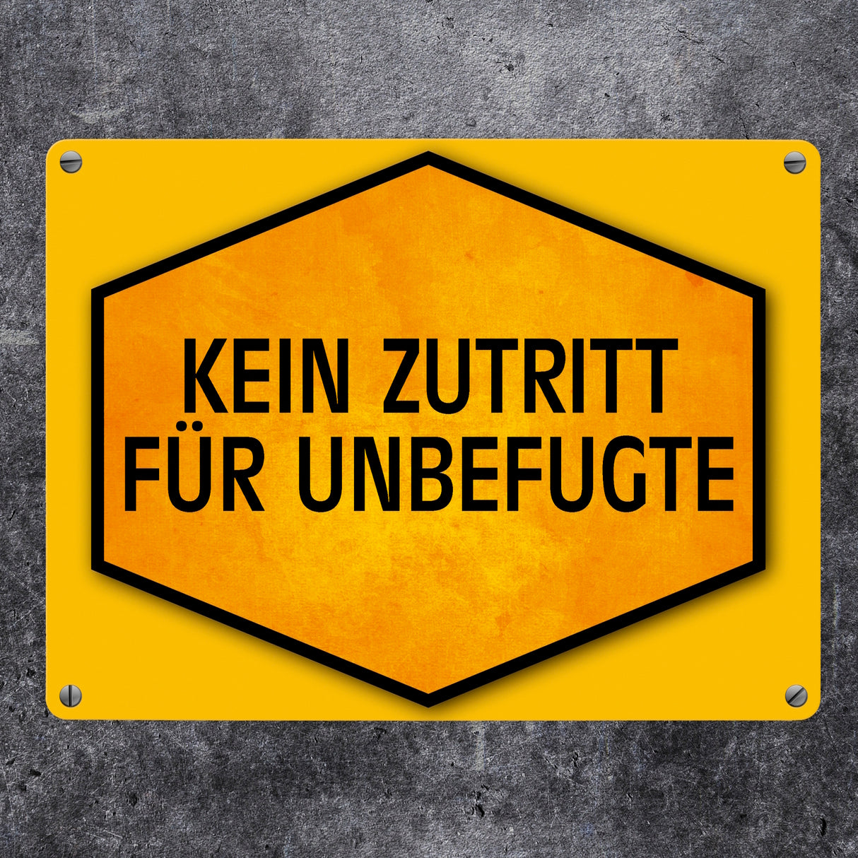 Kein Zutritt für Unbefugte Warn- und Hinweisschild in Gelb und Schwarz
