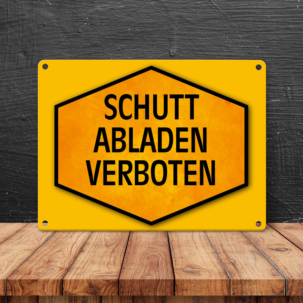 Schutt abladen verboten Warn- und Hinweisschild in Gelb und Schwarz