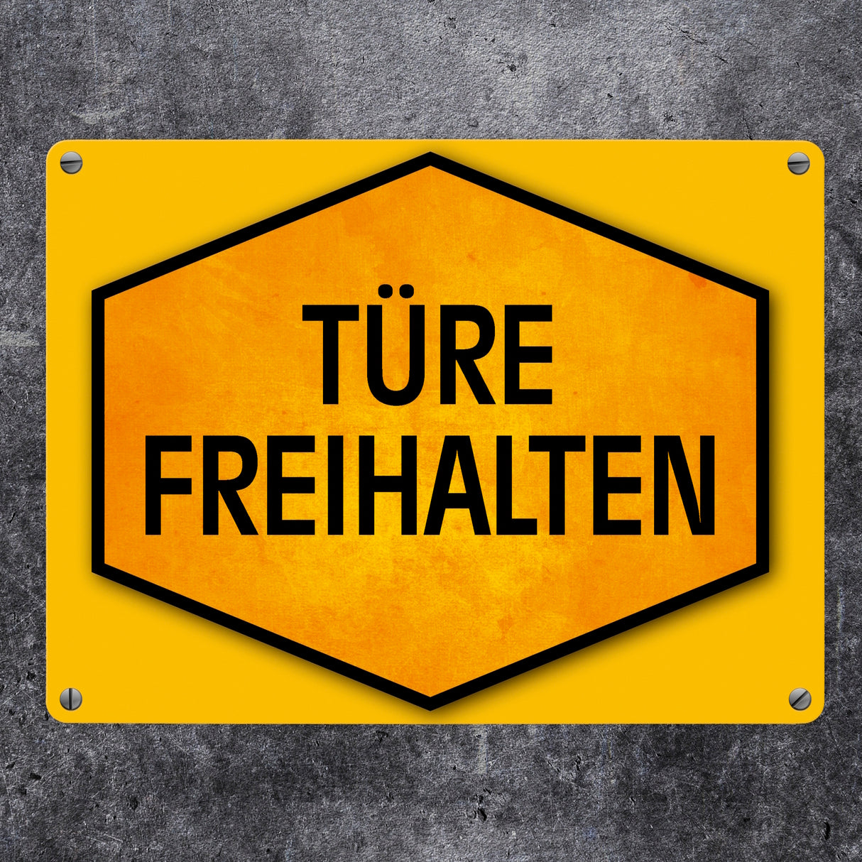 Türe freihalten Warn- und Hinweisschild in Gelb und Schwarz