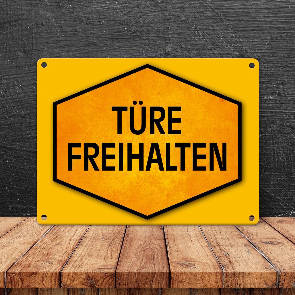 Türe freihalten Warn- und Hinweisschild in Gelb und Schwarz