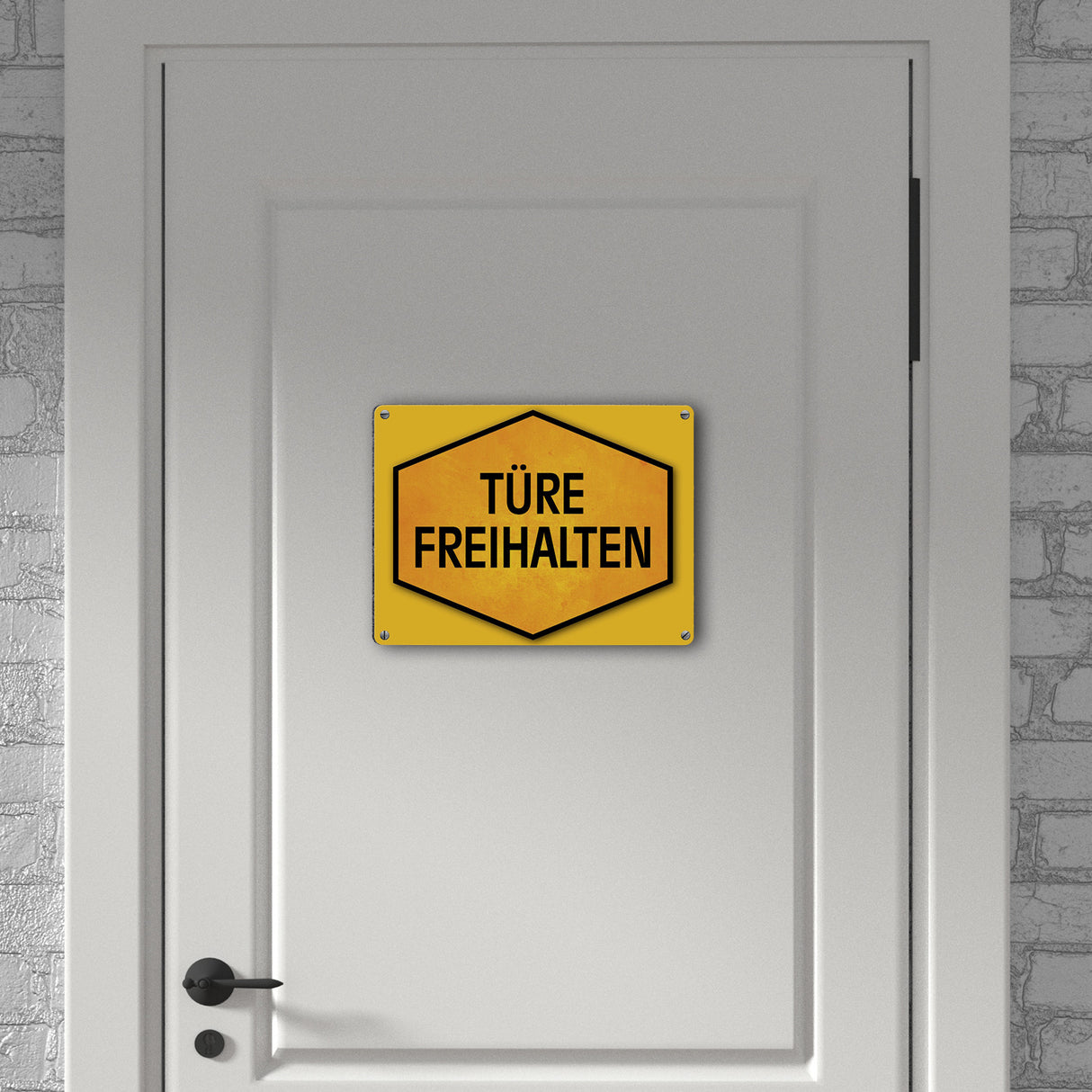 Türe freihalten Warn- und Hinweisschild in Gelb und Schwarz
