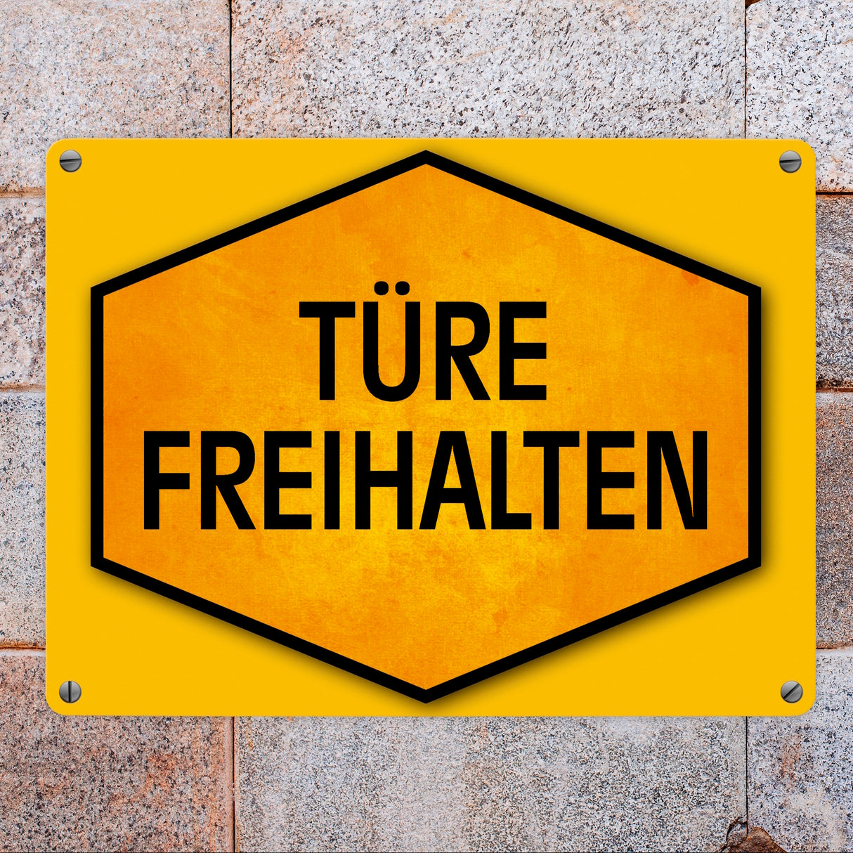 Türe freihalten Warn- und Hinweisschild in Gelb und Schwarz