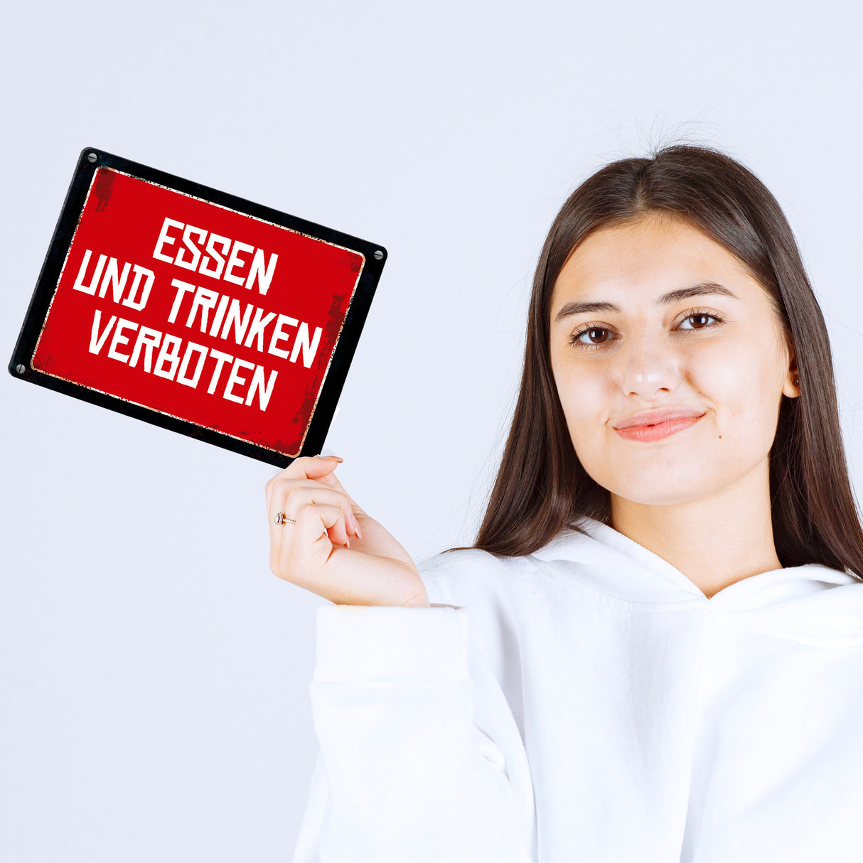 Essen und Trinken verboten Warn- und Hinweisschild im Used-Look