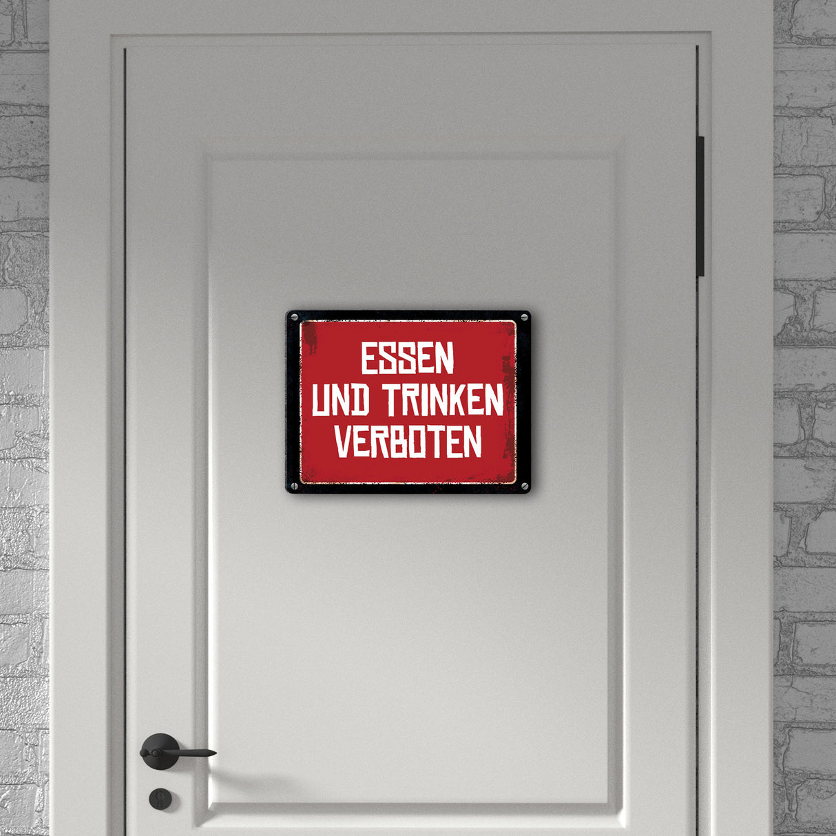 Essen und Trinken verboten Warn- und Hinweisschild im Used-Look