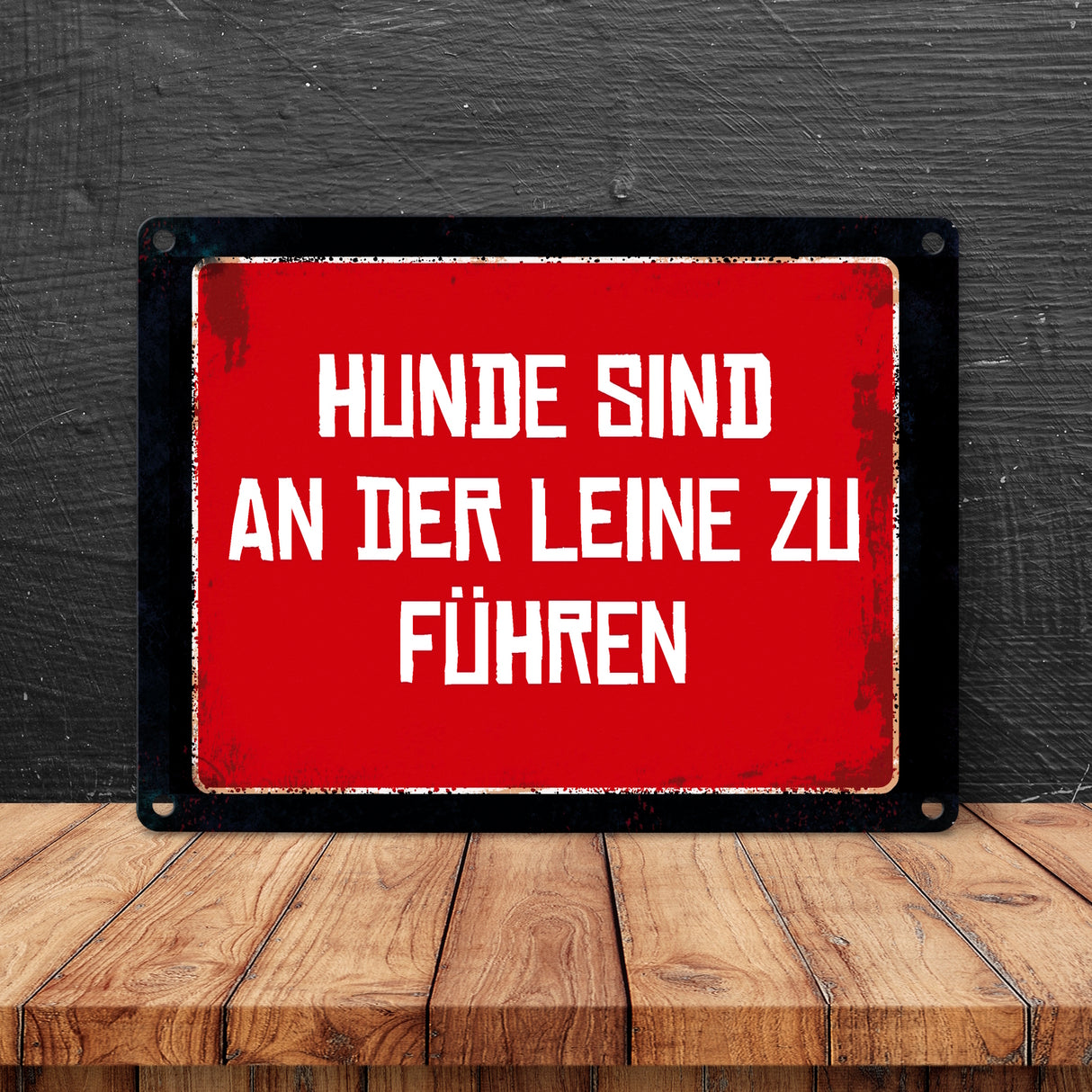 Hunde sind an der Leine zu führen Warn- und Hinweisschild im Used-Look