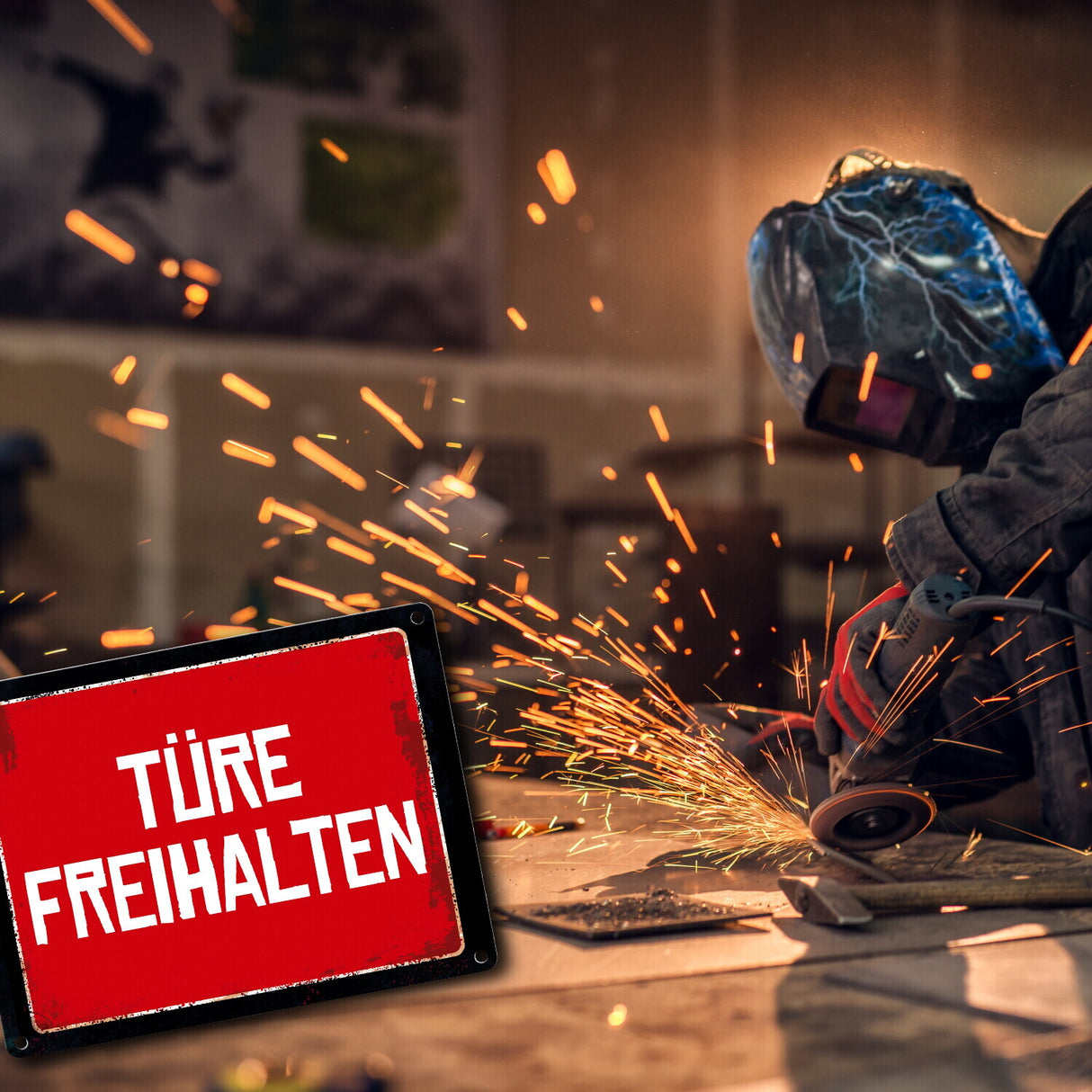 Türe freihalten Metallschild