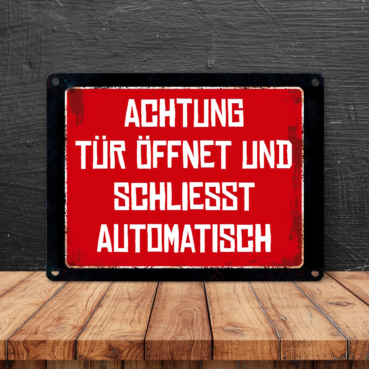 Achtung - Tür öffnet und schließt automatisch Metallschild
